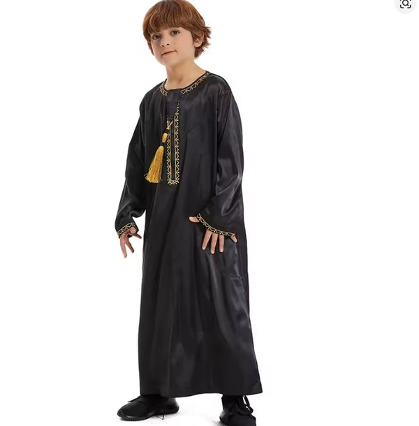 Enfants musulmans de l’Aïd Abaya Ramadan Jubba Prière Thobe Garçons Enfants Abayas Islam Robe longue Kaftan Dubaï Frange arabe Dishdasha