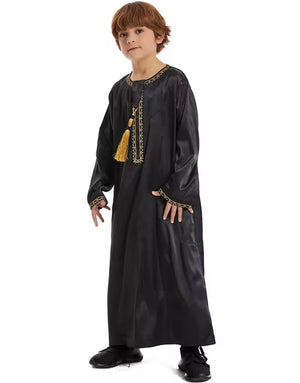 Enfants musulmans de l’Aïd Abaya Ramadan Jubba Prière Thobe Garçons Enfants Abayas Islam Robe longue Kaftan Dubaï Frange arabe Dishdasha