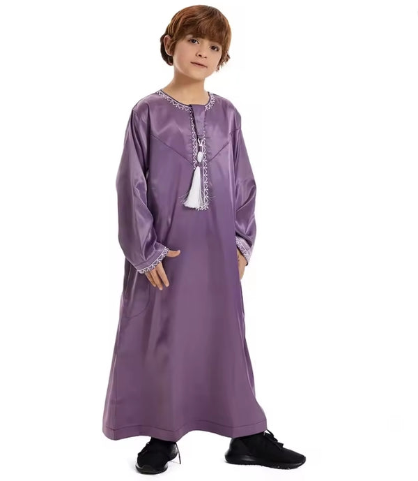 Enfants musulmans de l’Aïd Abaya Ramadan Jubba Prière Thobe Garçons Enfants Abayas Islam Robe longue Kaftan Dubaï Frange arabe Dishdasha