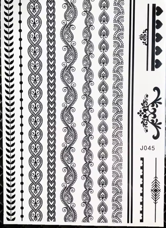 Grands autocollants de tatouage au henné