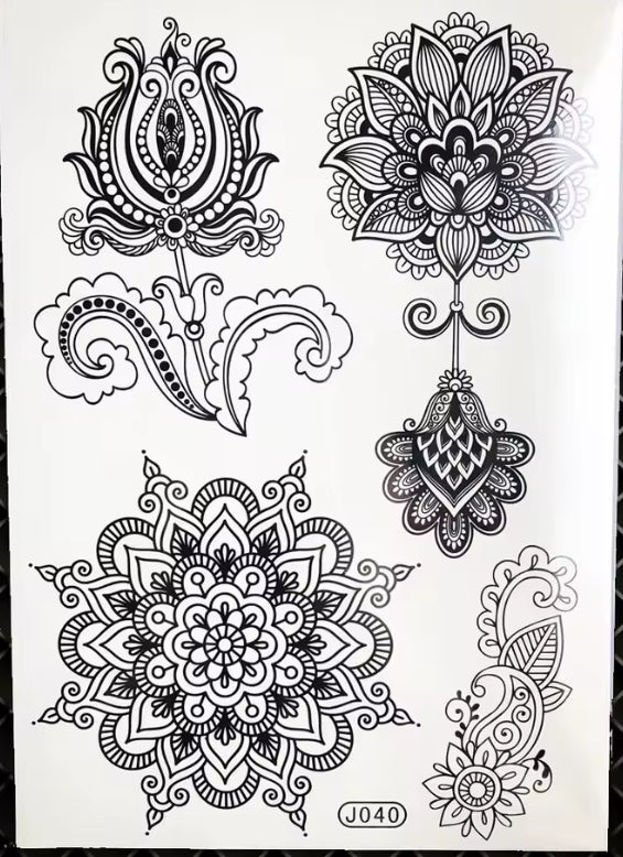 Grands autocollants de tatouage au henné