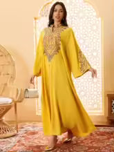 Robe de soirée musulmane brodée pour femmes, Abaya Khimar Jilbab Kebaya, Kaftan, Hijab, dubaï, Kimono, vêtements islamiques