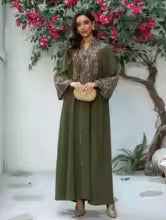 Robe de soirée musulmane brodée pour femmes, Abaya Khimar Jilbab Kebaya, Kaftan, Hijab, dubaï, Kimono, vêtements islamiques